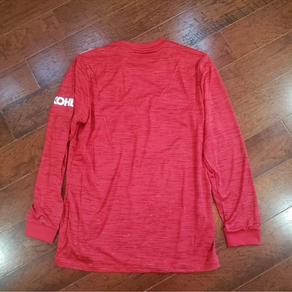 New Adidas Manchester United Men's Large Home L/S Soccer Red Jersey 20-21 - Picture 3 of 5